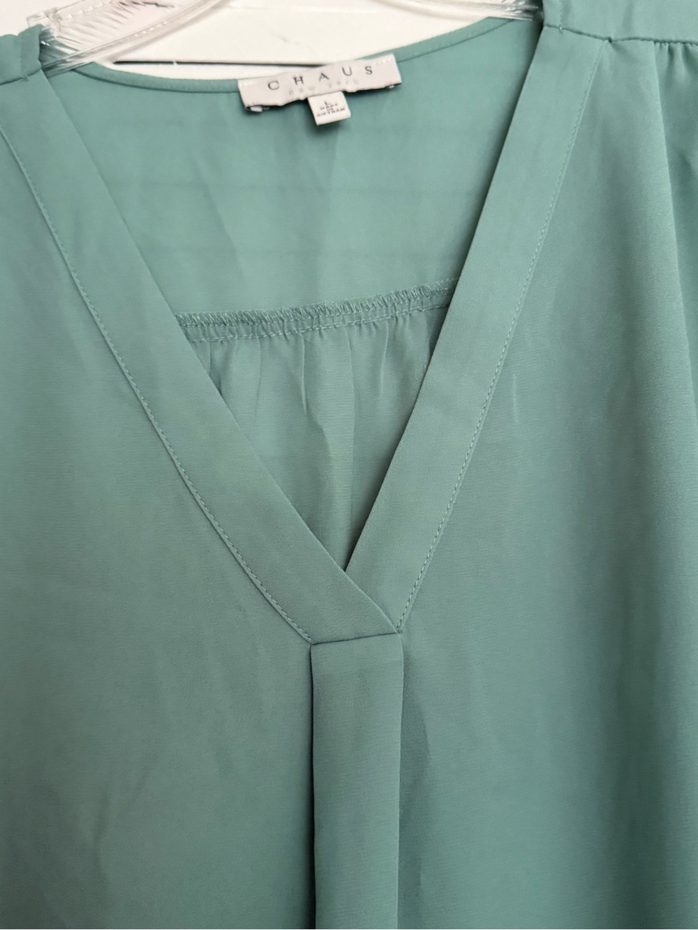 Set of 2-Chaus V-Neck Flutter Sleeve Blouse in Coral and Teal - Picture 9 of 9